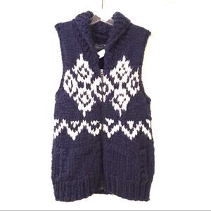 American Eagle Chunky Knit Wool Blend Zip Up Vest